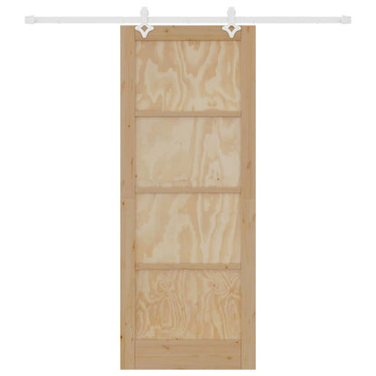 Schiebetür Weiß 83 x 211 cm Massives Kiefernholz und Stahl