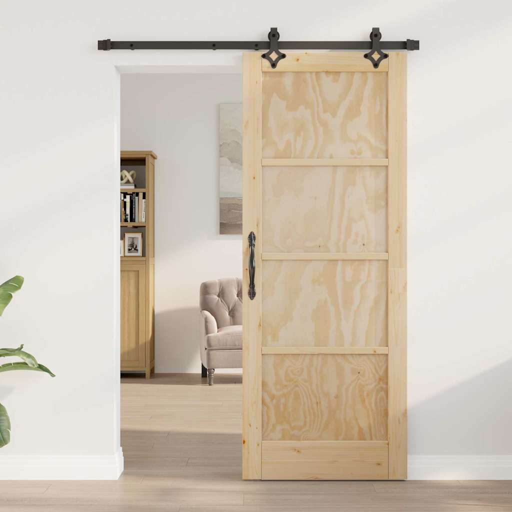 Schiebetür-Set Sonstiges ORKDAL Natur und Schwarz 78 x 202 cm