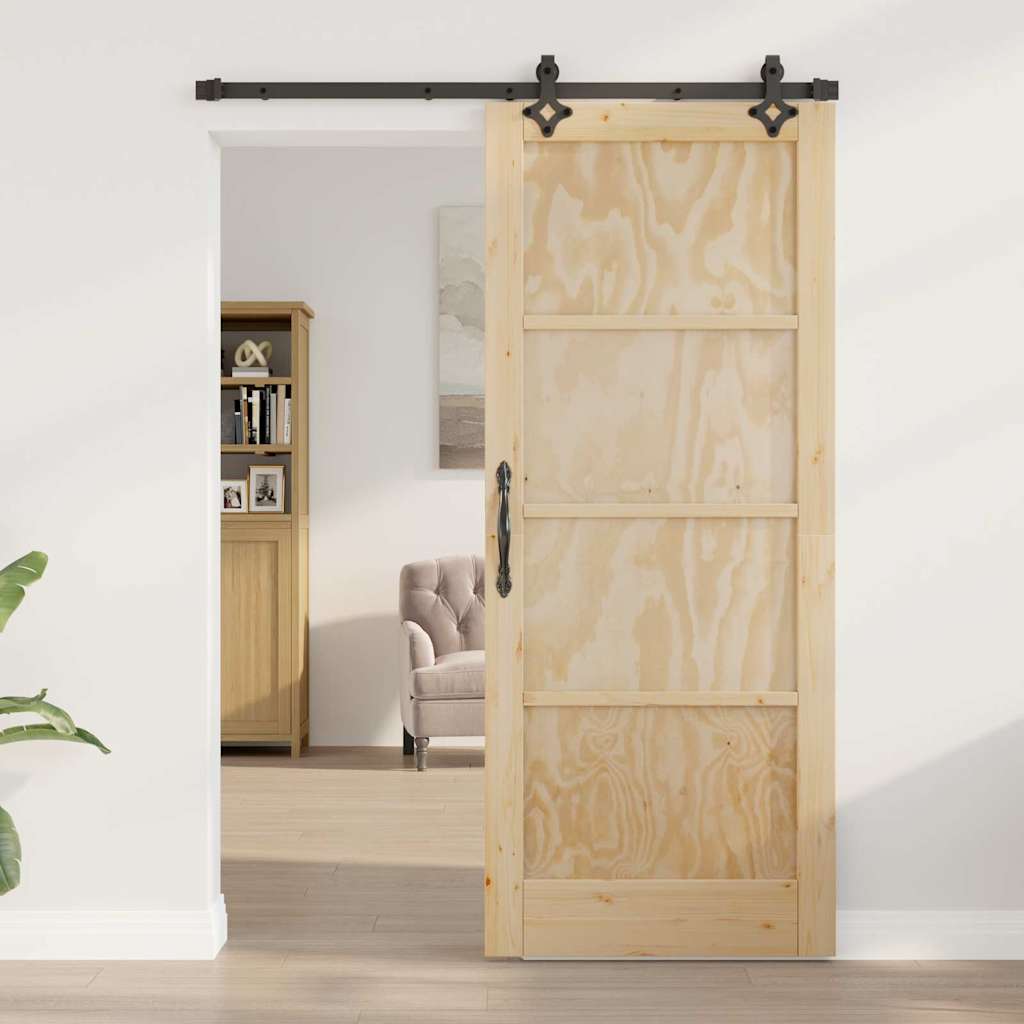 Schiebetür-Set Sonstiges ORKDAL Natur und Schwarz 83 x 202 cm