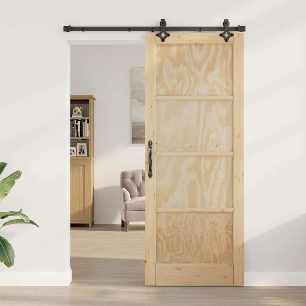 Schiebetür-Set Sonstiges ORKDAL Natur und Schwarz 83 x 211 cm