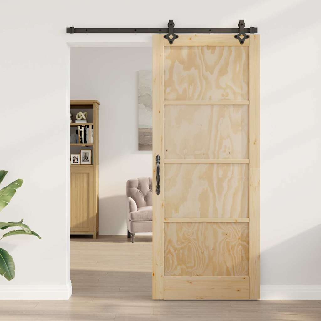 Schiebetür-Set Sonstiges ORKDAL Natur und Schwarz 86 x 211 cm
