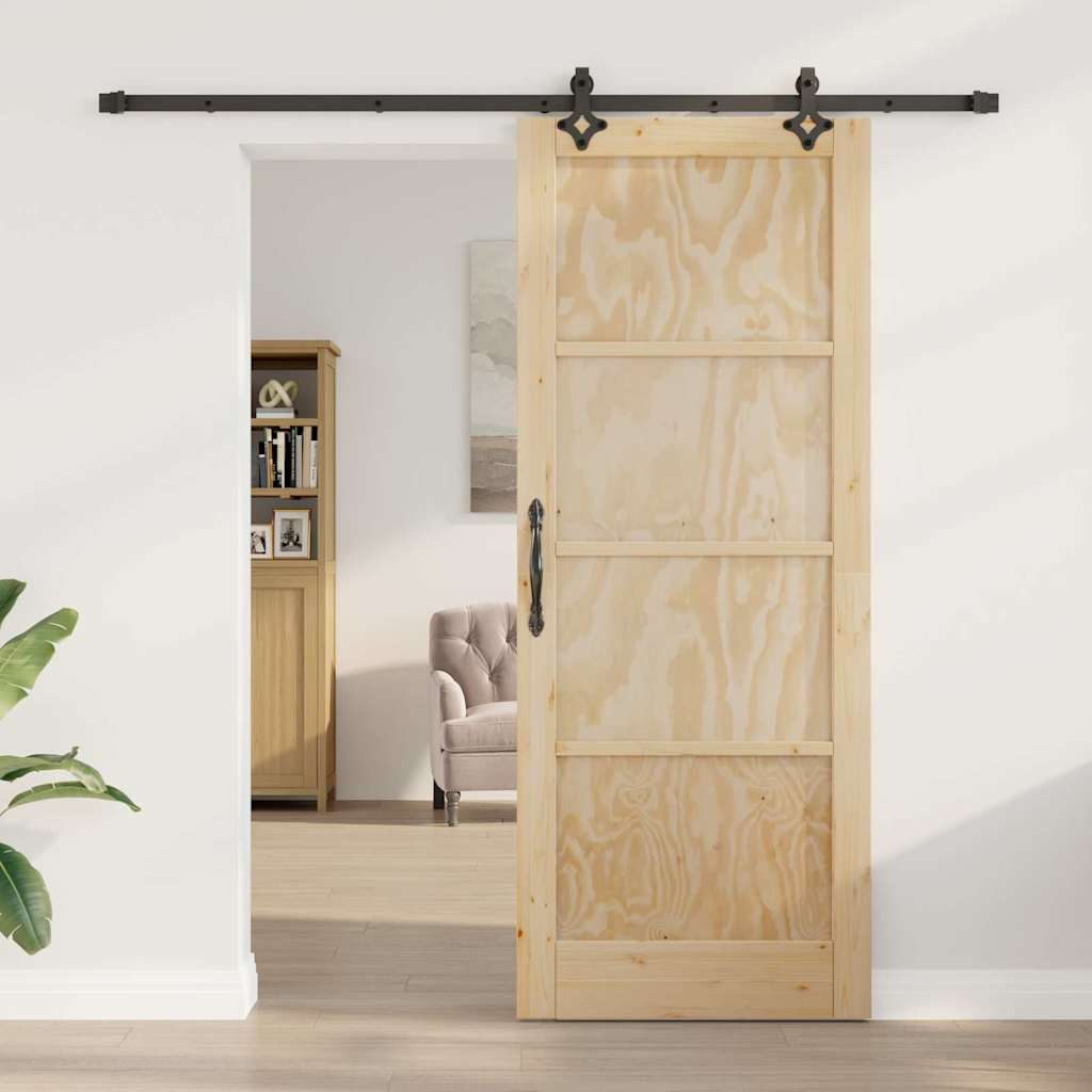 Schiebetür-Set Sonstiges ORKDAL Natur und Schwarz 83 x 211 cm