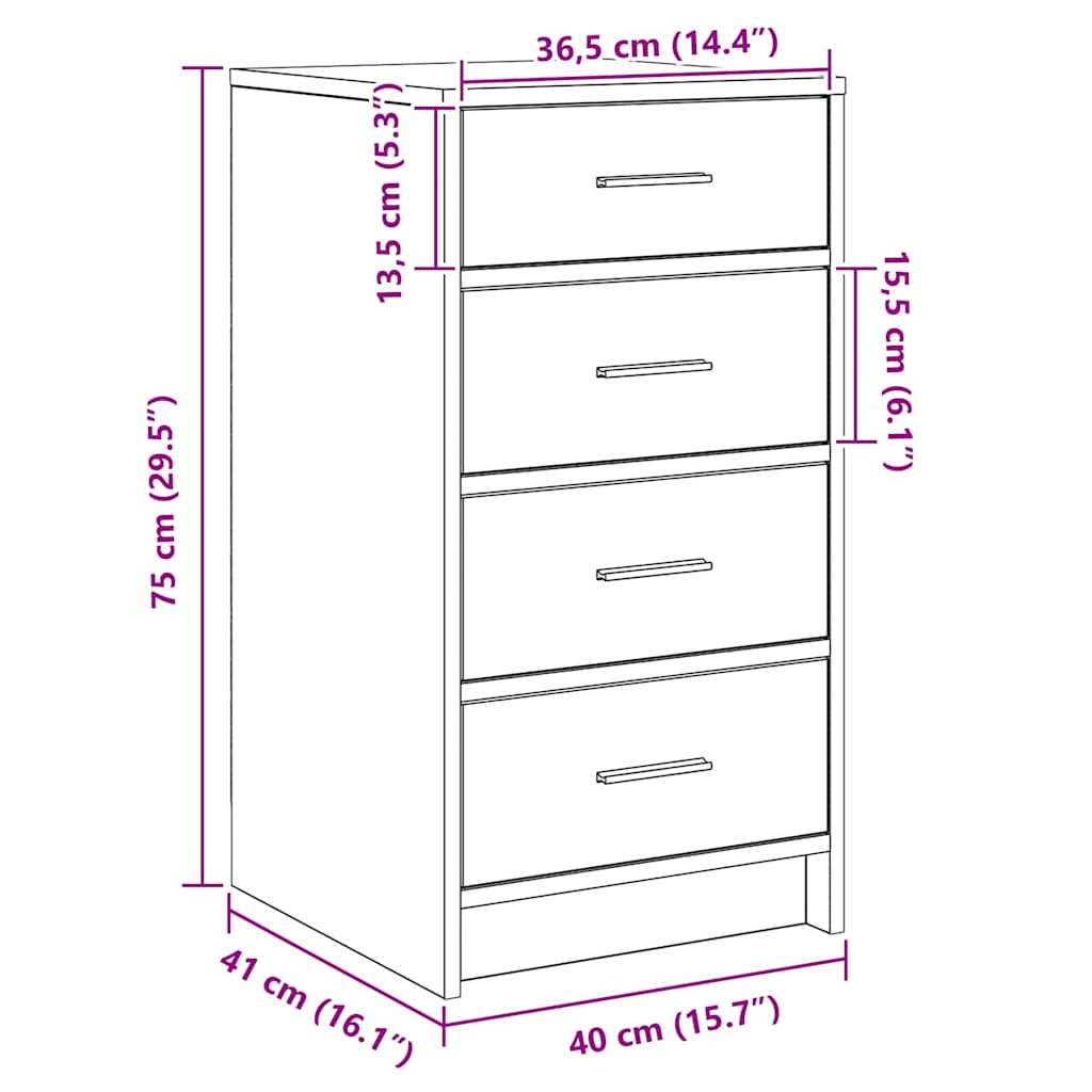Sideboard Grau Sonoma 40 x 41 x 75 cm Holzwerkstoff
