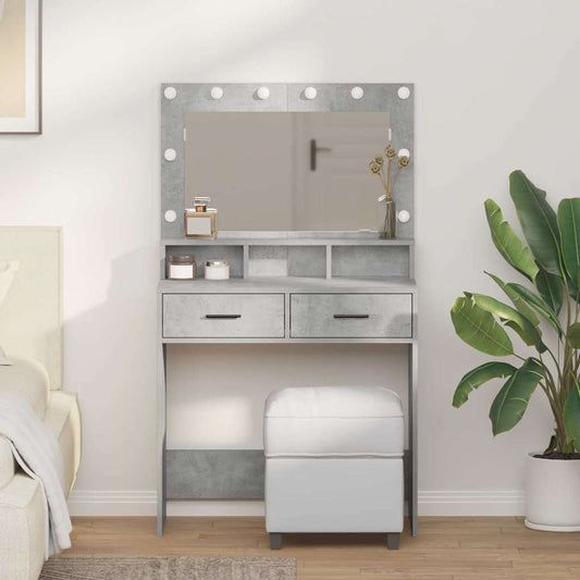 Schminktisch mit Regal Betongrau 79 x 41 x 135 cm Holzwerkstoff
