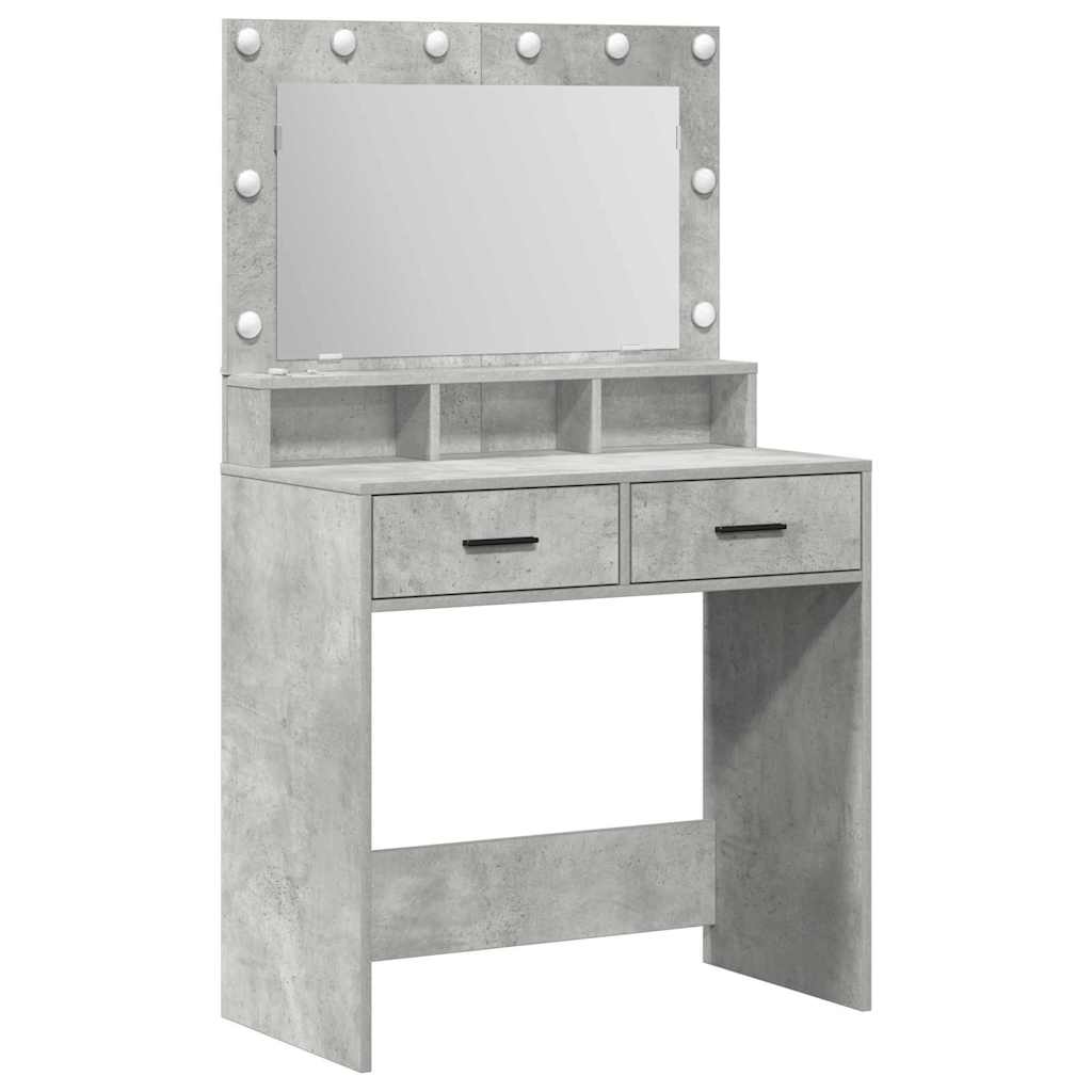Schminktisch mit Regal Betongrau 79 x 41 x 135 cm Holzwerkstoff