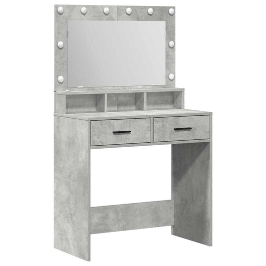 Schminktisch mit Regal Betongrau 79 x 41 x 135 cm Holzwerkstoff