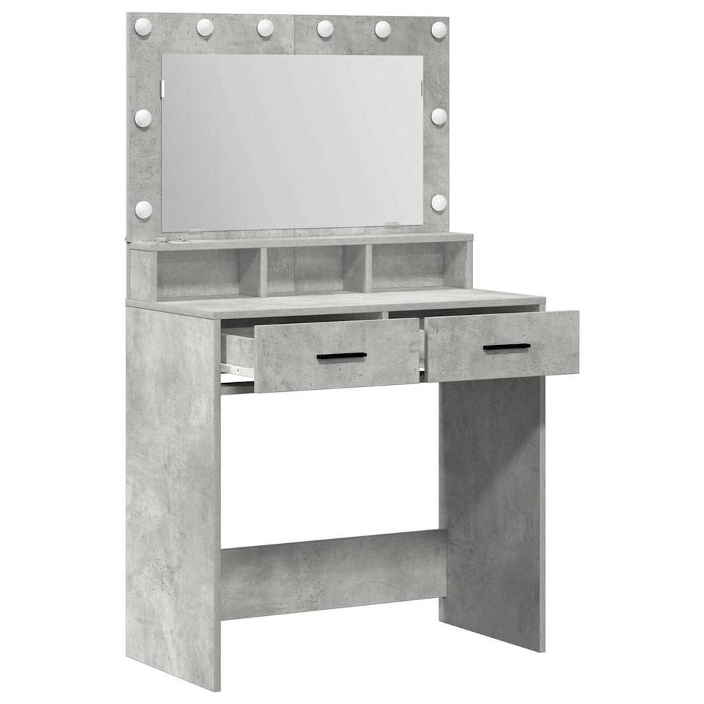 Schminktisch mit Regal Betongrau 79 x 41 x 135 cm Holzwerkstoff