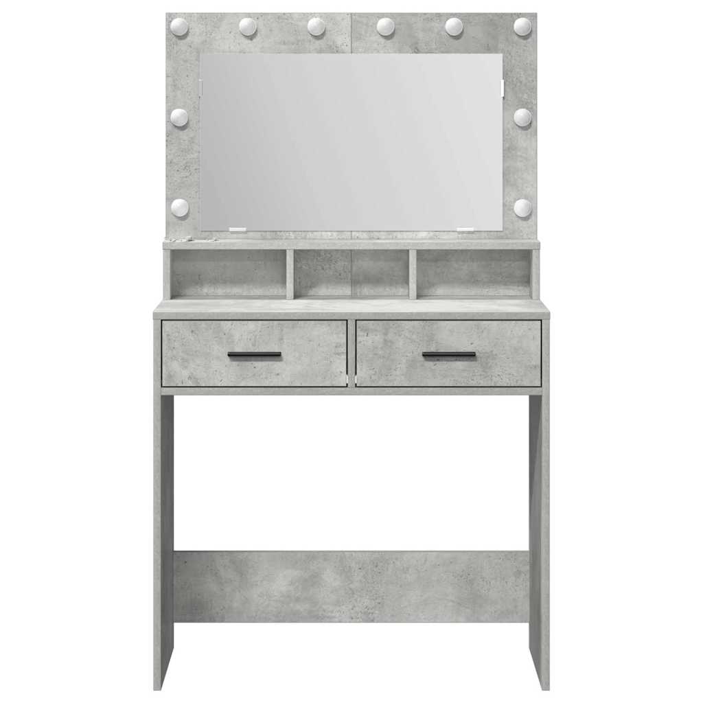 Schminktisch mit Regal Betongrau 79 x 41 x 135 cm Holzwerkstoff