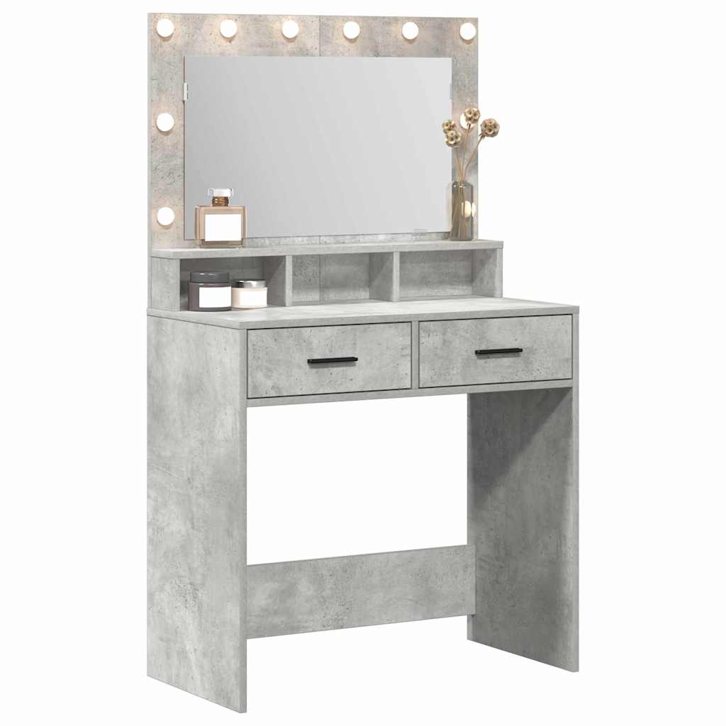 Schminktisch mit Regal Betongrau 79 x 41 x 135 cm Holzwerkstoff