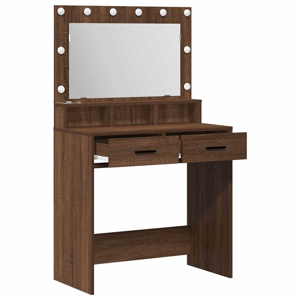 Schminktisch Braunes Eichenholz 79 x 41 x 135 cm Holzwerkstoff