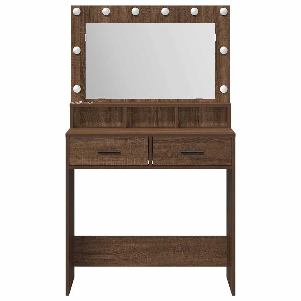 Schminktisch Braunes Eichenholz 79 x 41 x 135 cm Holzwerkstoff