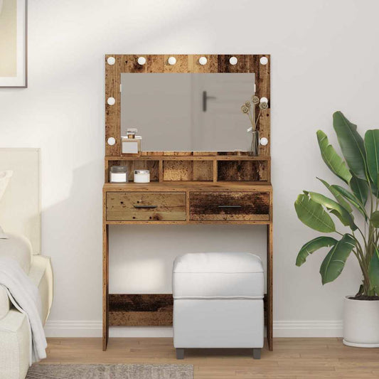 Schminktisch mit Regal Altholz 79 x 41 x 135 cm Holzwerkstoff