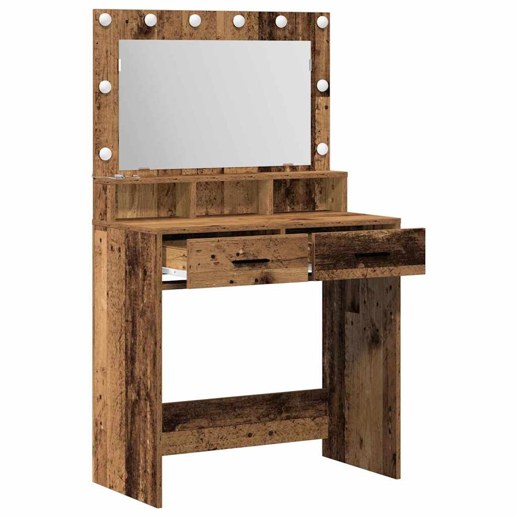 Schminktisch mit Regal Altholz 79 x 41 x 135 cm Holzwerkstoff