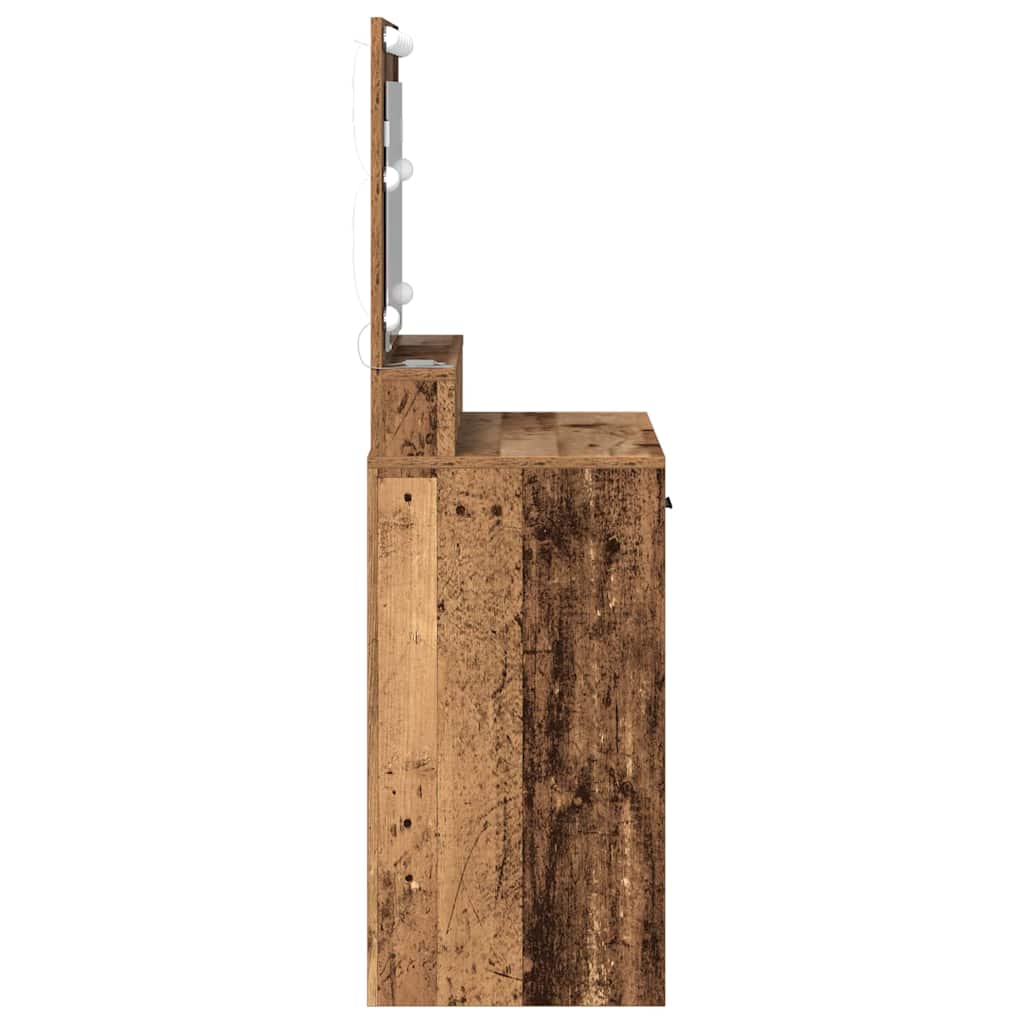 Schminktisch mit Regal Altholz 79 x 41 x 135 cm Holzwerkstoff