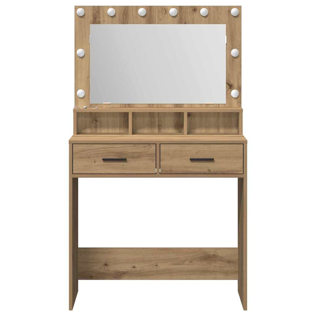 Schminktisch Eiche handwerklich 79 x 41 x 135 cm Holzwerkstoff