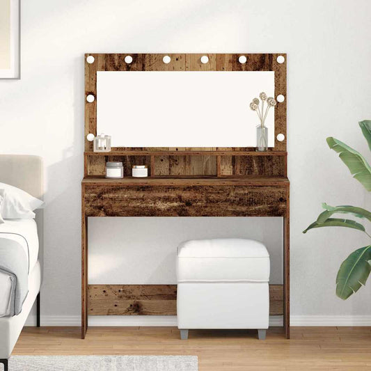 Schminktisch mit Regal Altholz 100 x 41 x 135 cm Holzwerkstoff