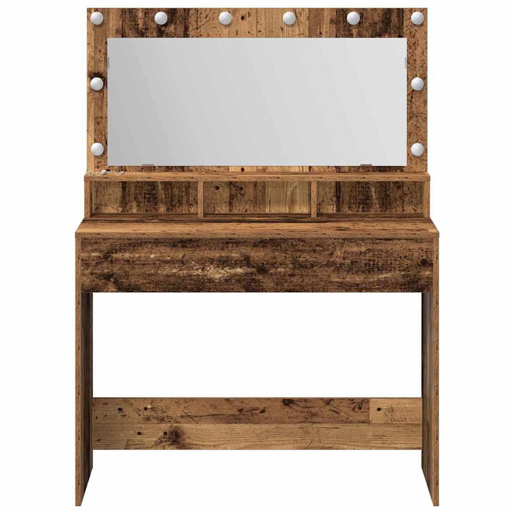 Schminktisch mit Regal Altholz 100 x 41 x 135 cm Holzwerkstoff