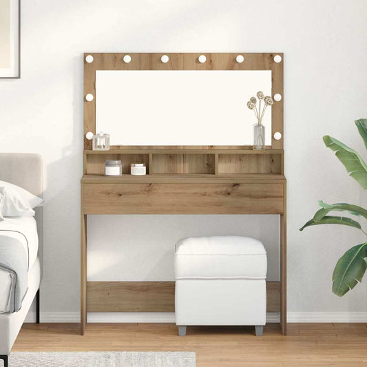 Schminktisch Eiche handwerklich 100 x 41 x 135 cm Holzwerkstoff