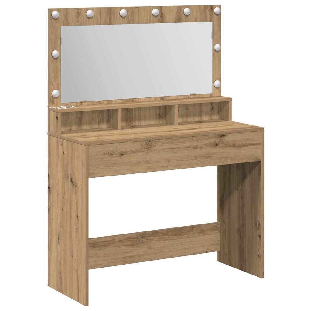 Schminktisch Eiche handwerklich 100 x 41 x 135 cm Holzwerkstoff