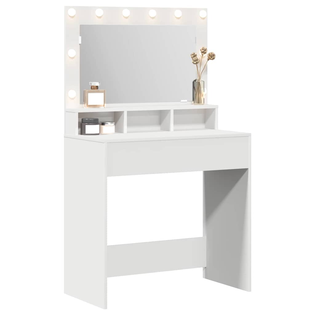 Schminktisch mit Regal Weiß 79 x 41 x 135 cm Holzwerkstoff