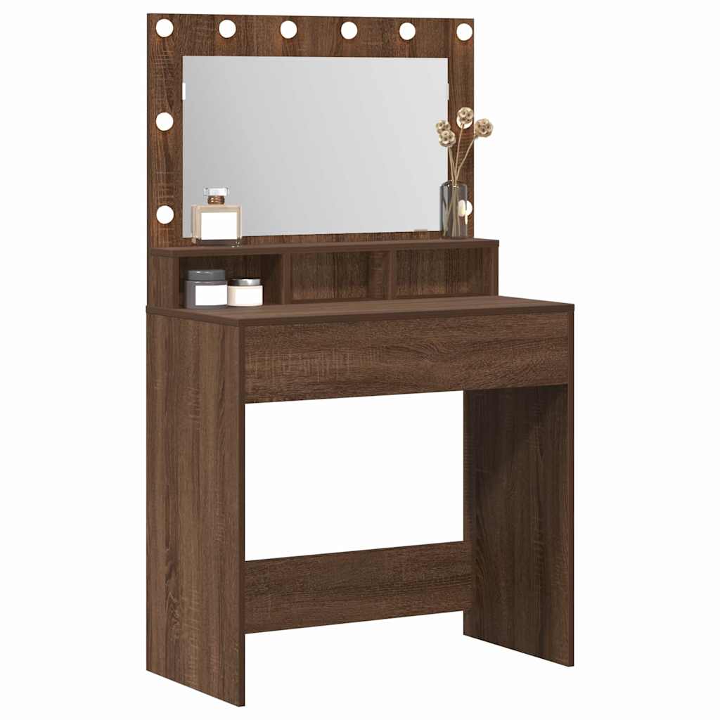 Schminktisch Braunes Eichenholz 79 x 41 x 135 cm Holzwerkstoff