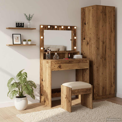 Schminktisch mit Regal Altholz 75,5 x 41 x 135 cm Holzwerkstoff