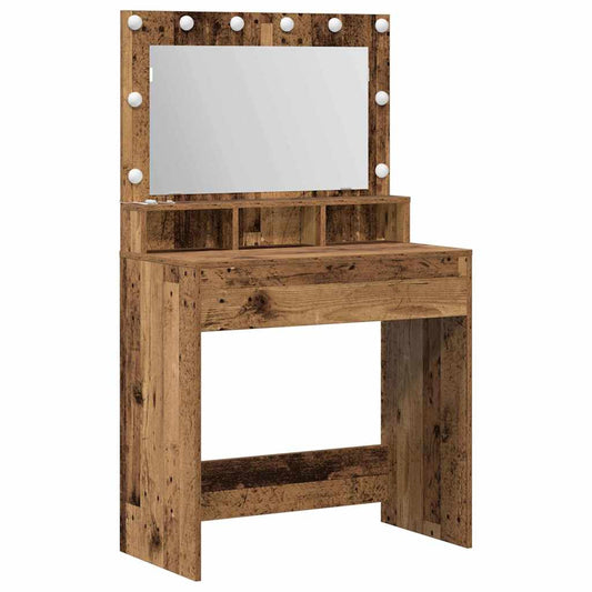 Schminktisch mit Regal Altholz 79 x 41 x 135 cm Holzwerkstoff