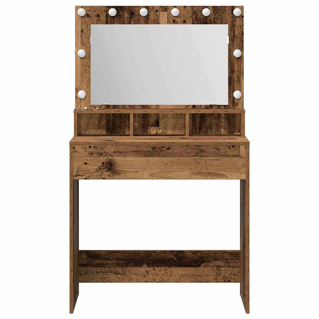 Schminktisch mit Regal Altholz 75,5 x 41 x 135 cm Holzwerkstoff