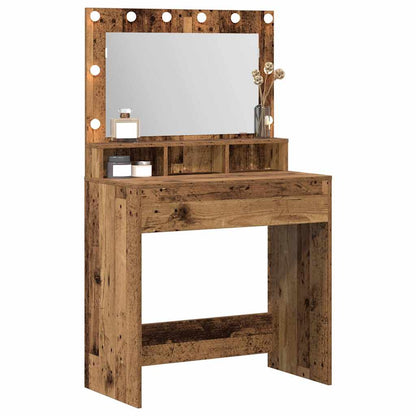Schminktisch mit Regal Altholz 79 x 41 x 135 cm Holzwerkstoff