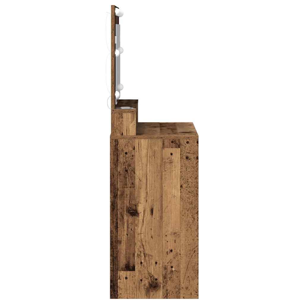 Schminktisch mit Regal Altholz 79 x 41 x 135 cm Holzwerkstoff