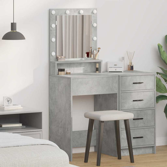 Schminktisch mit Regal Betongrau 50 x 41 x 135 cm Holzwerkstoff