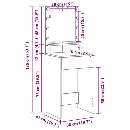 Schminktisch mit Regal Betongrau 50 x 41 x 135 cm Holzwerkstoff
