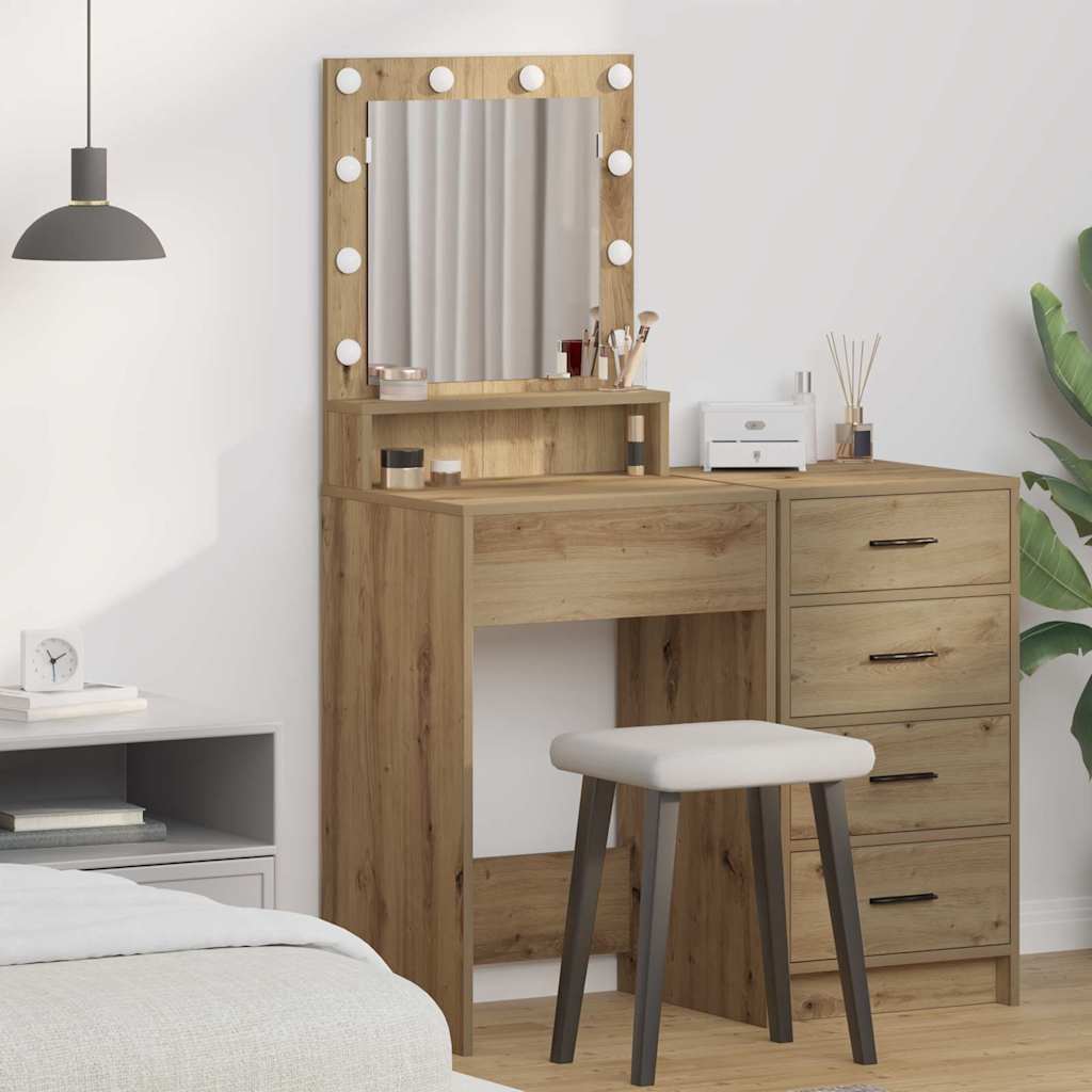 Schminktisch Eiche handwerklich 50 x 41 x 135 cm Holzwerkstoff
