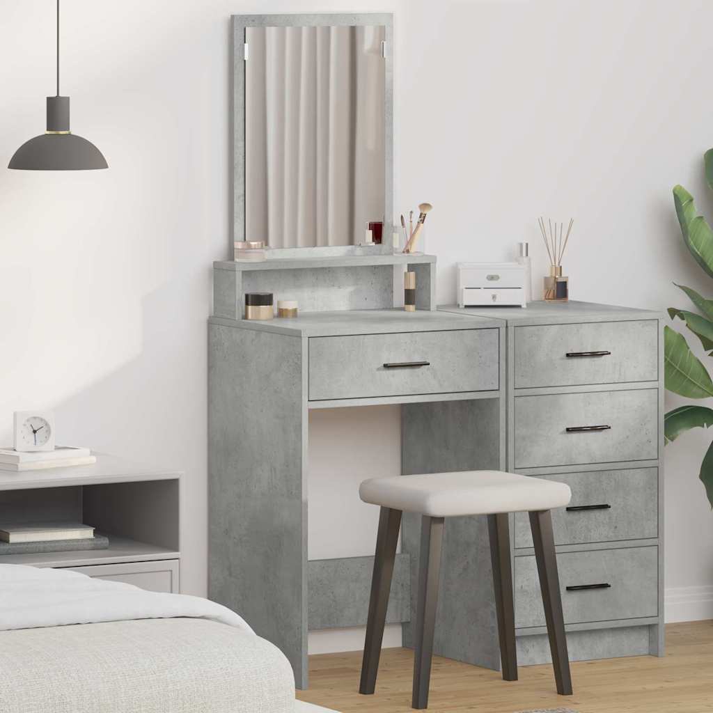 Schminktisch mit Regal Betongrau 50 x 41 x 140 cm Holzwerkstoff