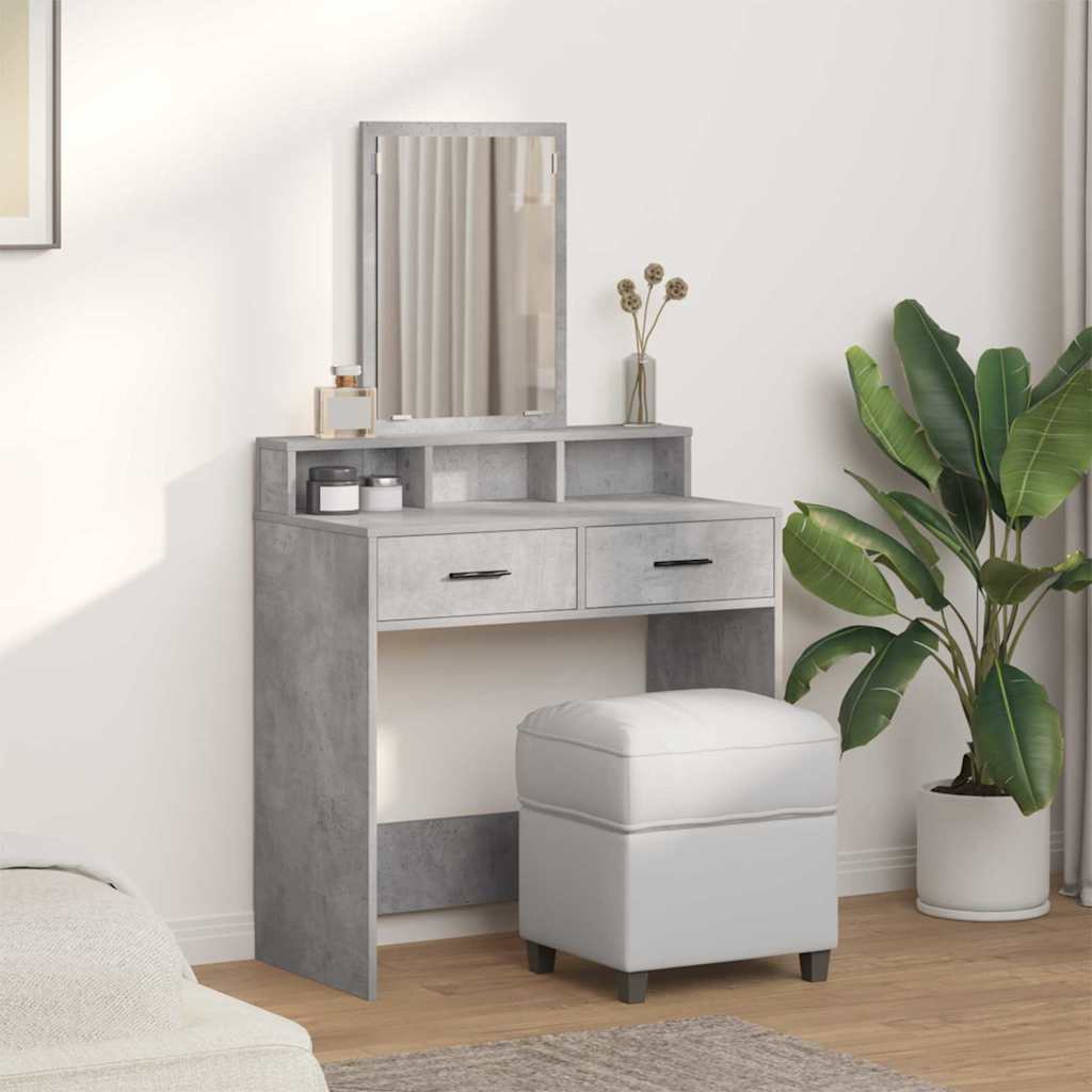 Schminktisch mit Regal Betongrau 79 x 41 x 140 cm Holzwerkstoff