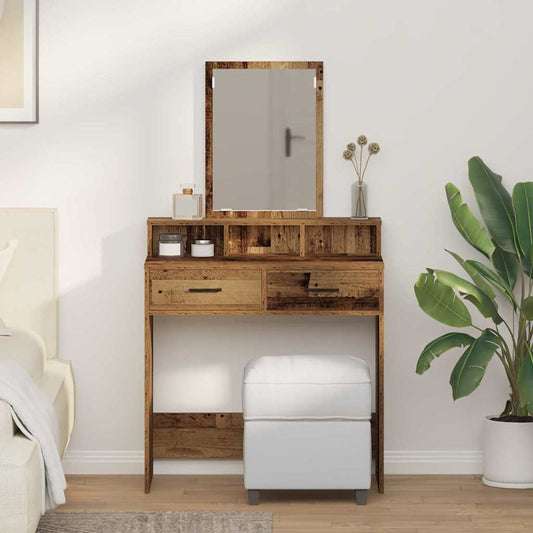 Schminktisch mit Regal Altholz 79 x 41 x 140 cm Holzwerkstoff