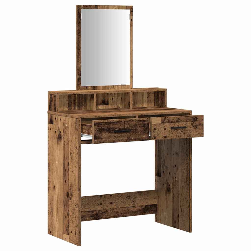 Schminktisch mit Regal Altholz 79 x 41 x 140 cm Holzwerkstoff