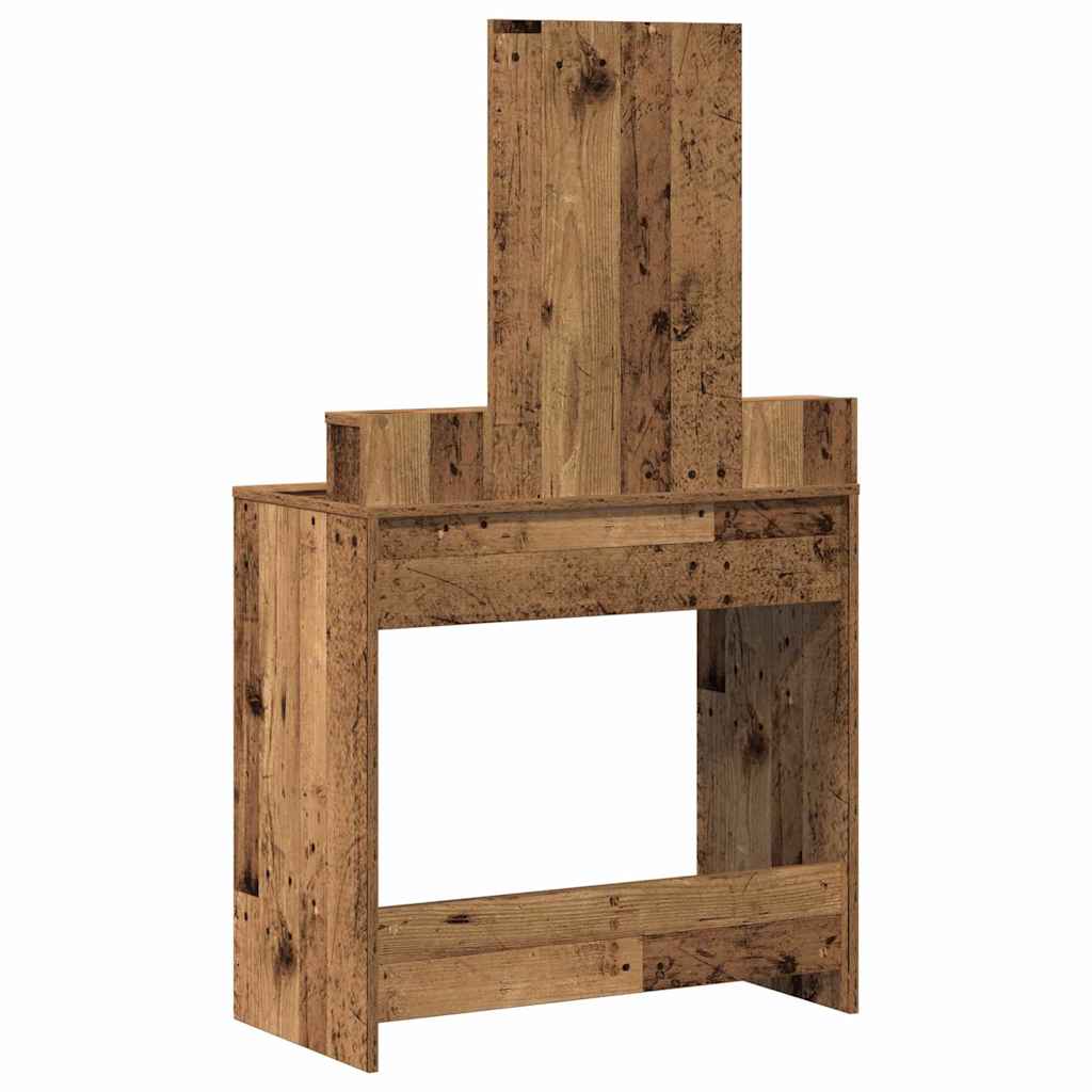 Schminktisch mit Regal Altholz 79 x 41 x 140 cm Holzwerkstoff