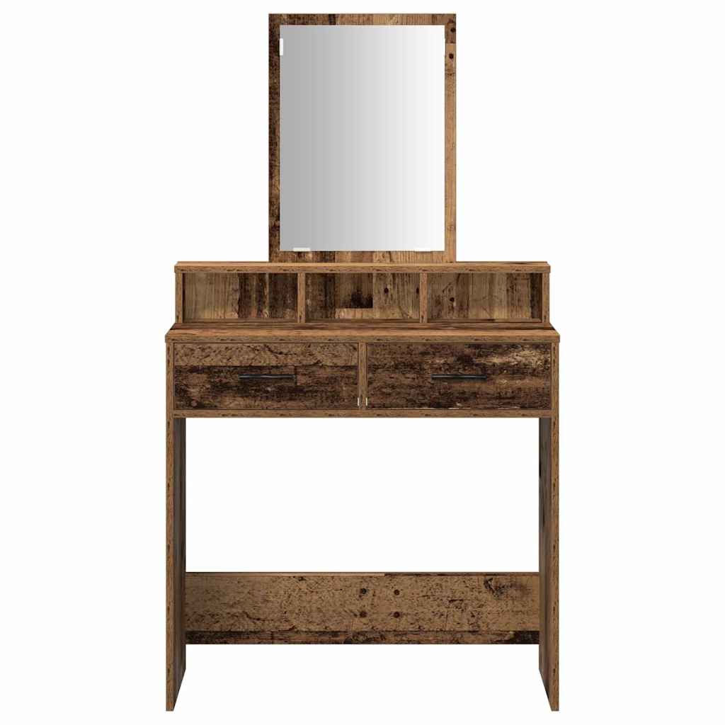 Schminktisch mit Regal Altholz 79 x 41 x 140 cm Holzwerkstoff