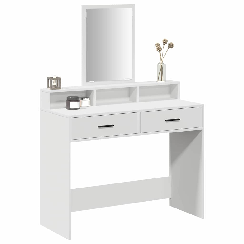 Schminktisch mit Regal Weiß 100 x 41 x 140 cm Holzwerkstoff