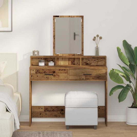 Schminktisch mit Regal Altholz 100 x 41 x 140 cm Holzwerkstoff