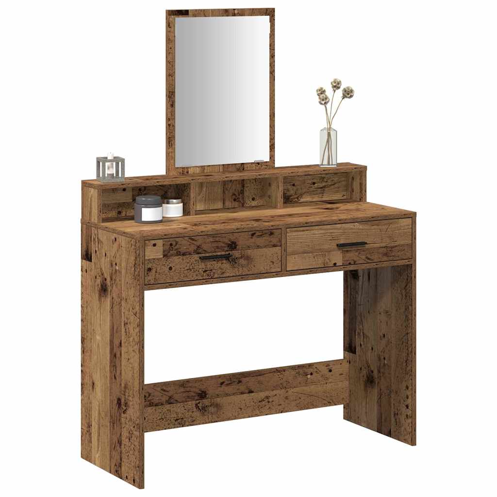 Schminktisch mit Regal Altholz 100 x 41 x 140 cm Holzwerkstoff