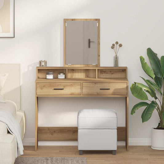 Schminktisch Eiche handwerklich 100 x 41 x 140 cm Holzwerkstoff