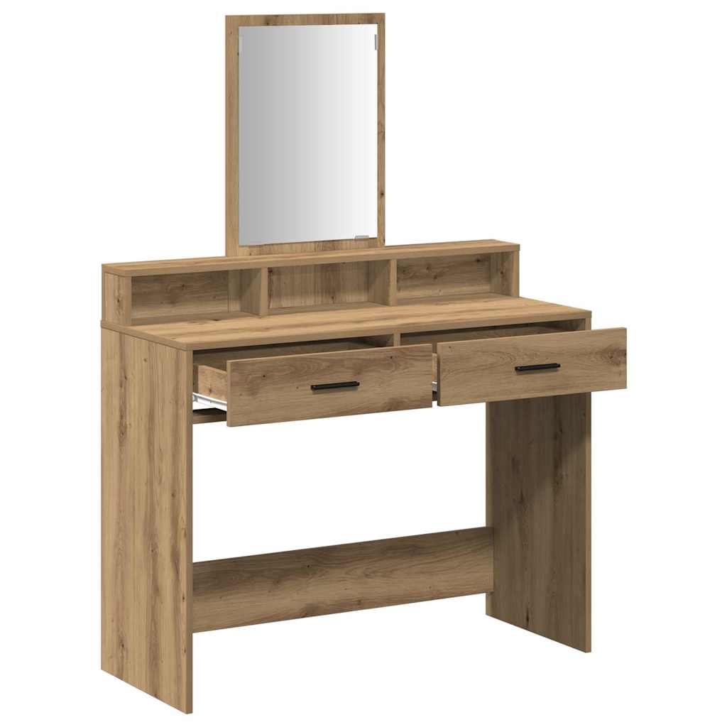 Schminktisch Eiche handwerklich 100 x 41 x 140 cm Holzwerkstoff