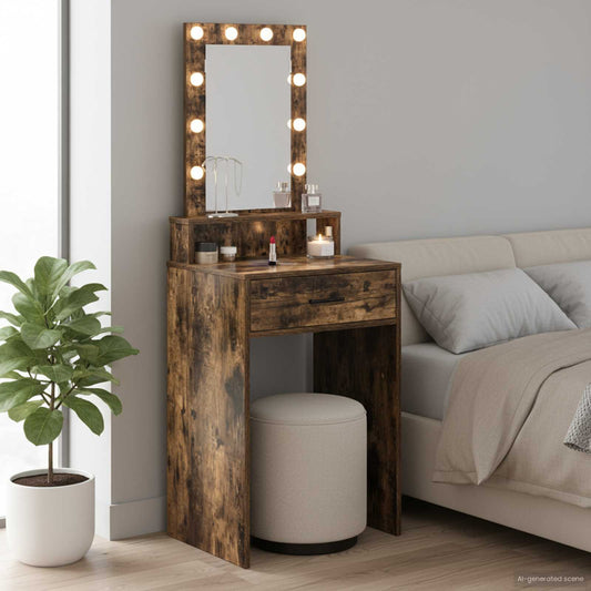 Schminktisch mit Speicher Braun 50 x 41 x 140 cm Holzwerkstoff