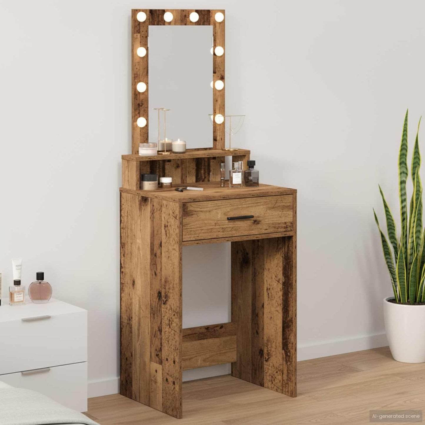 Schminktisch mit Speicher Braun 50 x 41 x 140 cm Holzwerkstoff