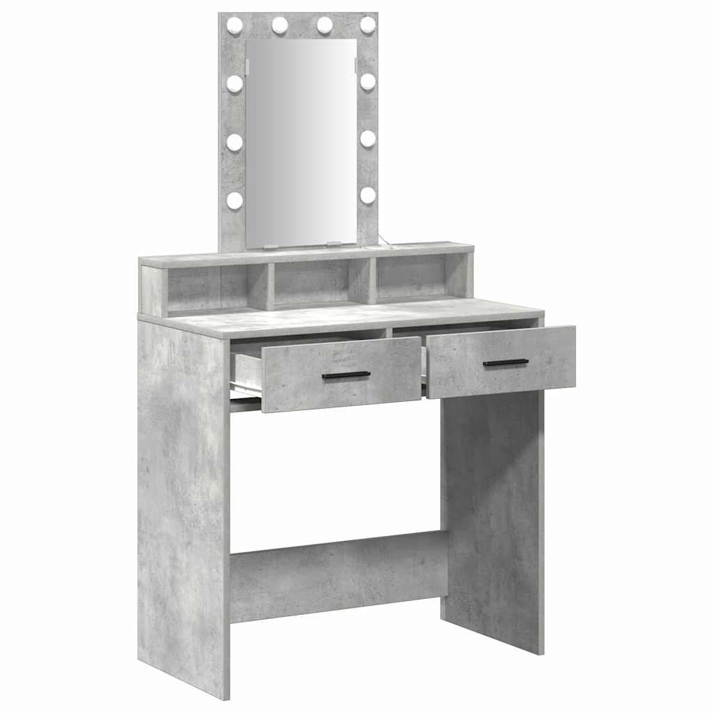 Schminktisch mit Schubladen Grau 79 x 41 x 140 cm Holzwerkstoff