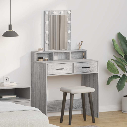 Schminktisch mit Schubladen Grau 79 x 41 x 140 cm Holzwerkstoff