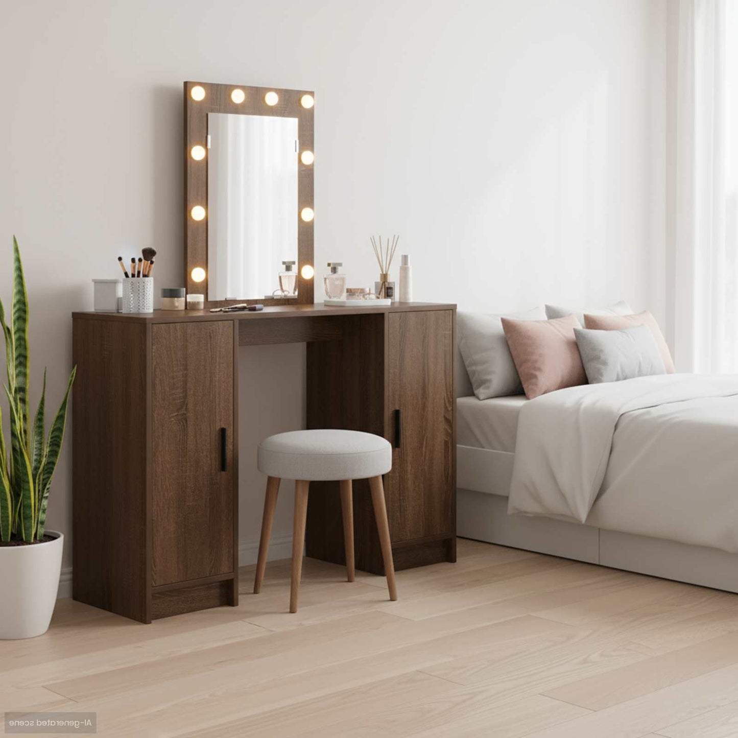 Schminktisch mit Speicher Braun 102 x 33 x 135 cm Holzwerkstoff