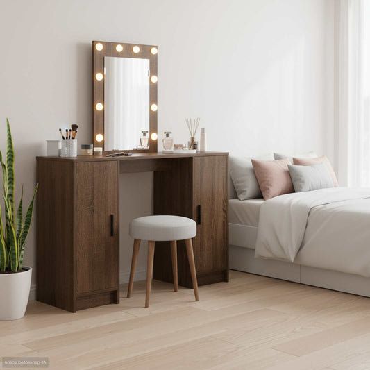 Schminktisch mit Speicher Braun 102 x 33 x 135 cm Holzwerkstoff